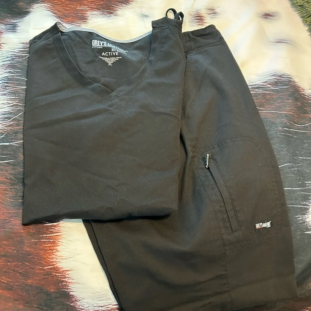 Greys Anatomy Active Extra Large Black Scrubs